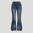 thumbnail image 2 of TOWED22 Girl's Flare Jeans High Waisted Bell Bottom Denim Pants with Pockets,Blue,5-6 Y, 2 of 4