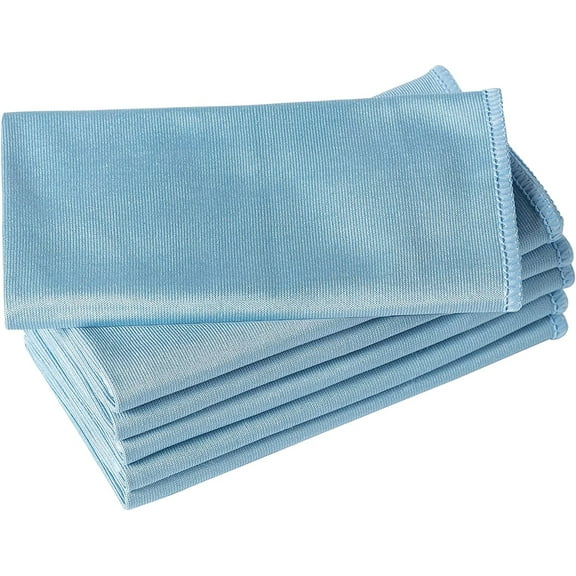 6 Pack Microfiber Glass Cleaning Cloth, 16 Inch X 16 Inch, Lint Free Quickly Clean Window, Glasses, Windshields, Mirrors, and Stainless Steel, Blue