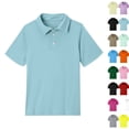 thumbnail image 2 of Girls Collared School Uniform Polo Shirts Kids Short Sleeve Pique Polo Shirt,Light Blue,9-10 Years, 2 of 8