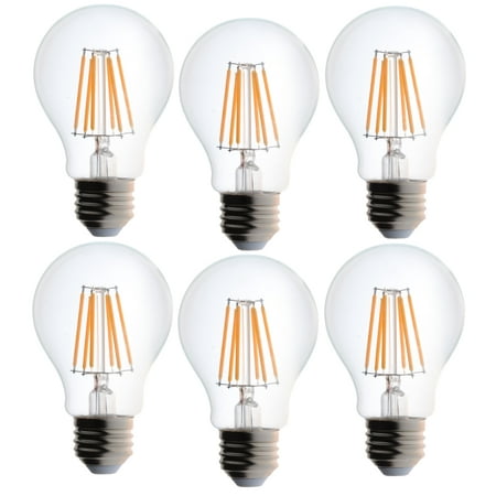Pendant Lighting Edison Bulb 6 Pack Bioluz LED 40 Watt Light Bulbs Dimmable Vintage Edison Style Filament LED A19 Warm White 2700K Clear Pendent Light Bulb UL Listed ()