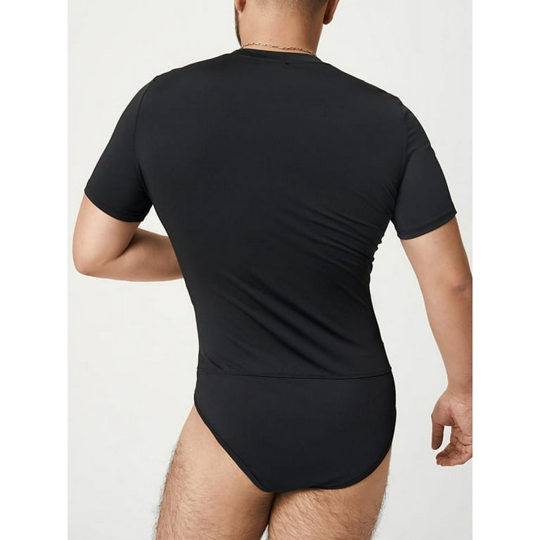 INCERUN Men's Solid Color Sexy Slim-fit Short Sleeve Bodysuits Underwear