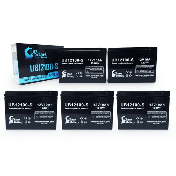 5x Pack - Compatible Interstate Batteries ASLA1097 Battery - Replacement UB12100-S Universal Sealed Lead Acid Battery (12V, 10Ah, 10000mAh, F2 Terminal, AGM, SLA)