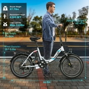 Gocio 20 Folding Electric Bike for Adults, 750W Peak Motor Fat Tire Commuter Ebike, 48V 10.4Ah Battery, 7 Speed, UL2849