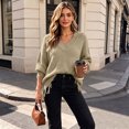 thumbnail image 4 of Fewfanhot Sweaters for Women Oversized Long Sleeve V Neck Ripped Cozy Warm Knitted Winter Pullover Sweaters, 4 of 8