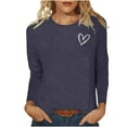 thumbnail image 1 of Besolor T-Shirts de la Saint-Valentin pour Femmes Imprimé Cœur Col Rond Manches Longues Tunique Décontractée Blouse Tee, 1 of 4