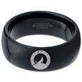 thumbnail image 2 of Tungsten Howling WolfBand Ring 8mm Men Women Comfort Fit Black Dome Polished, 2 of 4