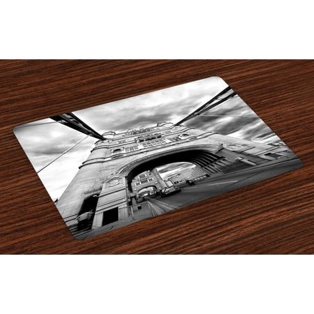 Modern Placemats Set of 4 Tower Bridge London England Urban Street Traffic European Historical Picture, Washable Fabric Place Mats for Dining Room Kitchen Table Decor,Black and White, by (Best Places To Go In London England)