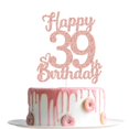 thumbnail image 4 of Cake topper Veegood 39.º rosa dorado con brillo 18,5 cm, 4 of 5