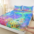 thumbnail image 3 of Manfei Chic Mermaid Queen Sheet Sets,Watercolor Ocean Coral Flat Sheet,Fairy Tale Theme Queen Fitted Sheet For Girls,Ultra Soft Home Decor,4 Pieces, 3 of 7