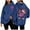 Blue, variant on WILLBEST Hoodies for Women Women's Autumn and Winter Thanksgiving Purple Sunglasses Chicken Maple Leaf Print Hooded Sweatshirt Tigers Hoodie
