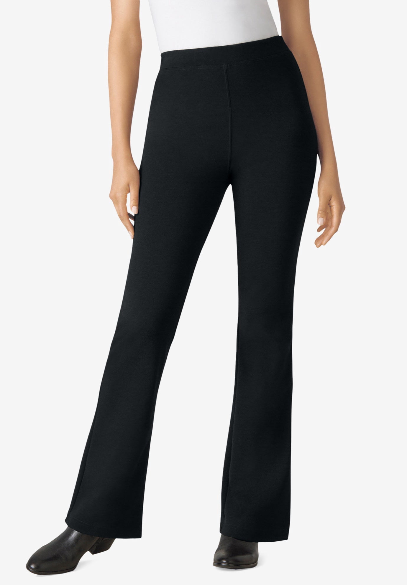 Woman Within Plus Size Stretch Ponte Knit Pull-On Bootcut Pants