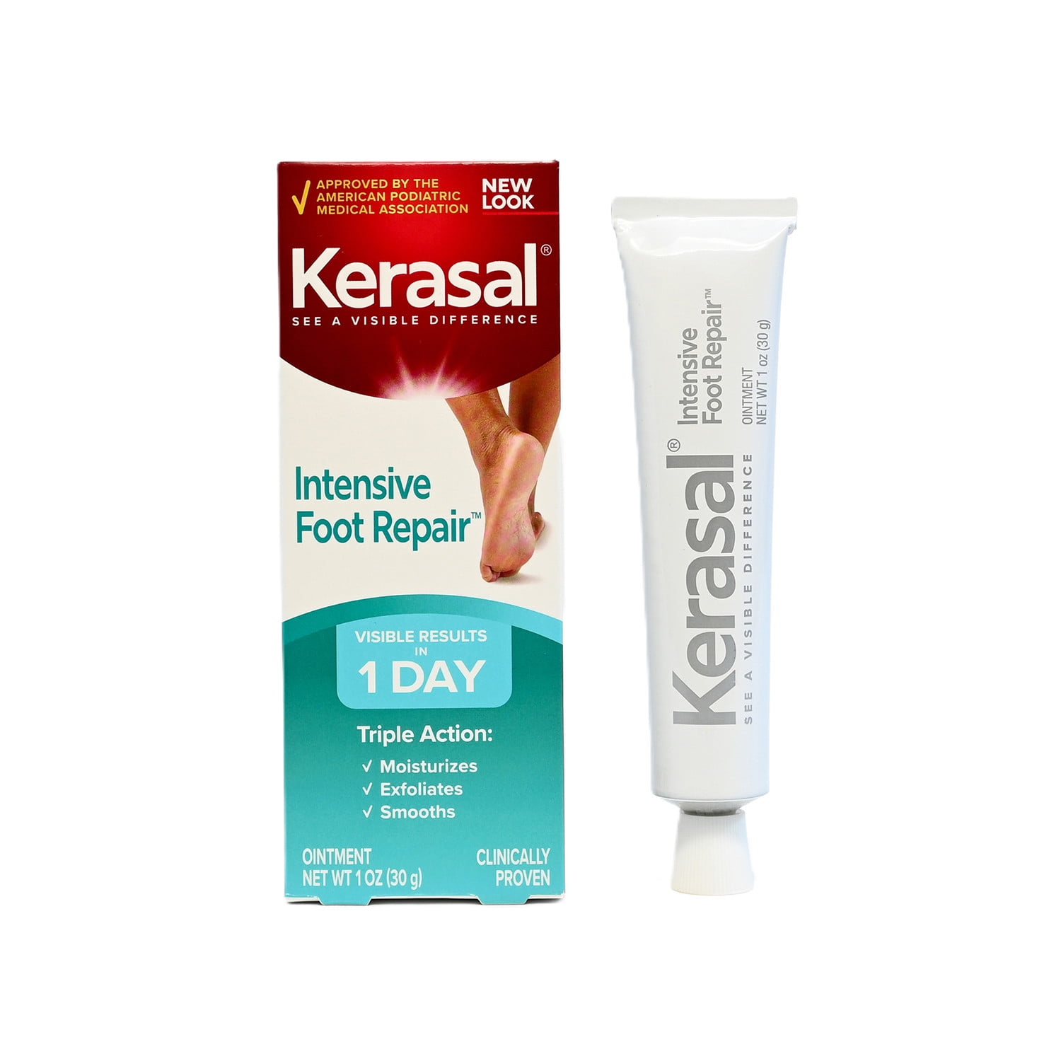 Kerasal Intensive Foot Repair, Skin Healing Ointment for Cracked Heels and Dry Feet, 1 Oz
