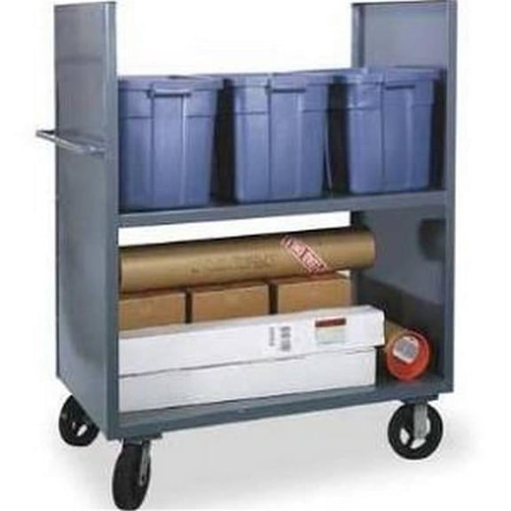 Durham 2SPT-2448-1-2K-95 14 Gauge 2 Sided Package Truck with 1 Shelf, Gray - 48 in.