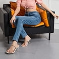 thumbnail image 5 of Wide Leg Jeans Women's High Waist Skinny Jeans Stretchy Slim Fitting Classic Casual Denim Pants for Comfortable Daily Wear Light Blue L, 5 of 8