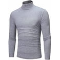 thumbnail image 4 of Men's Turtleneck Top Slim Fit Solid Base Sweater Casual Long Sleeve Underwear Tops Male Cozy Breathable Blouse T-Shirt Grey XL, 4 of 5
