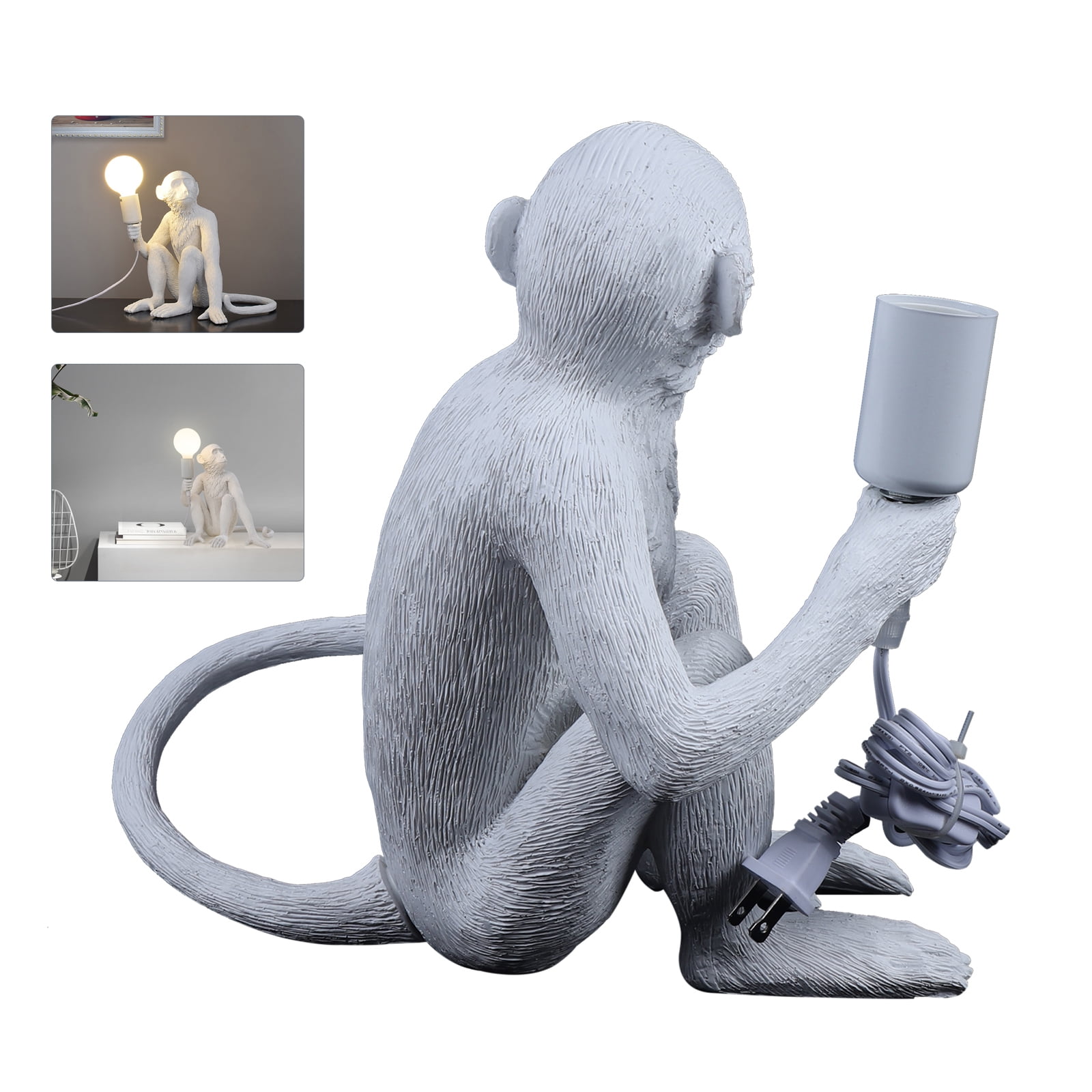 Miumaeov Monkey Table Lamp Vintage Resin Monkey Table Light Industrial Table Fixture for Living Room Children's Room Bedroom Office 10.2x8.6x11.8"