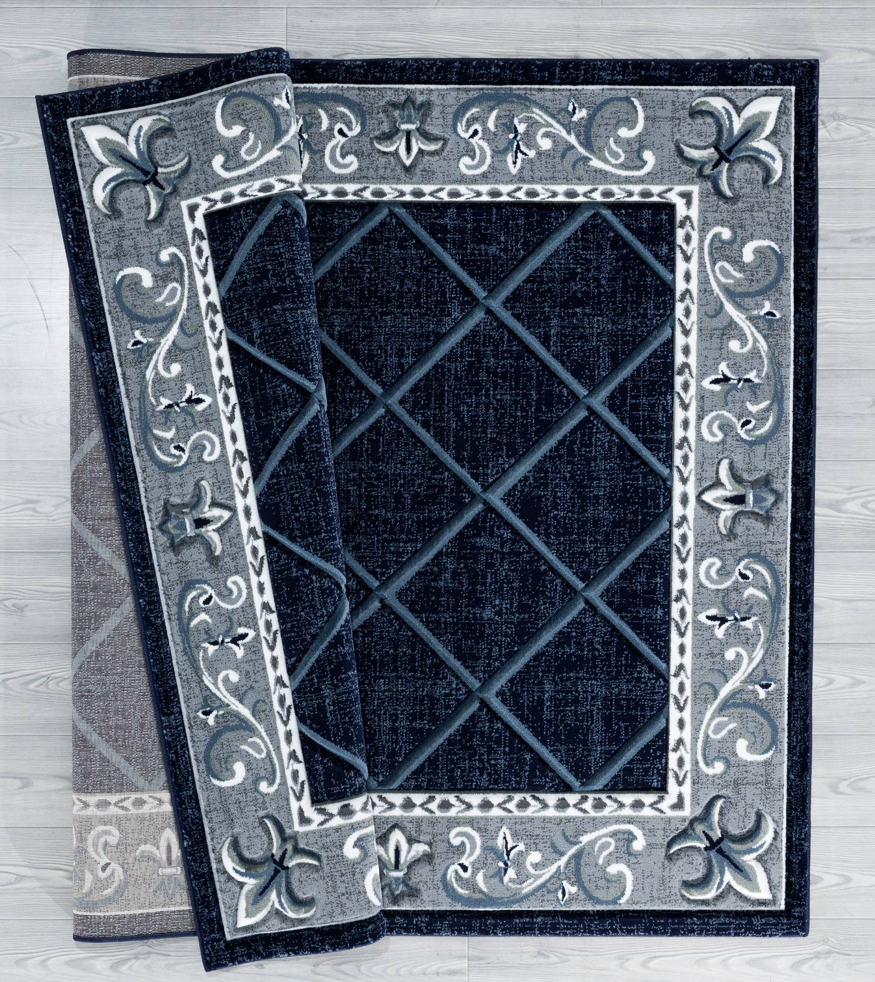 United Weavers Drachma Kengsley Transitional Border Accent Rug, Navy, 1'10" x 2'8"