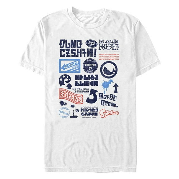 Men's Nintendo Splat Logos Distressed  Graphic T-Shirt