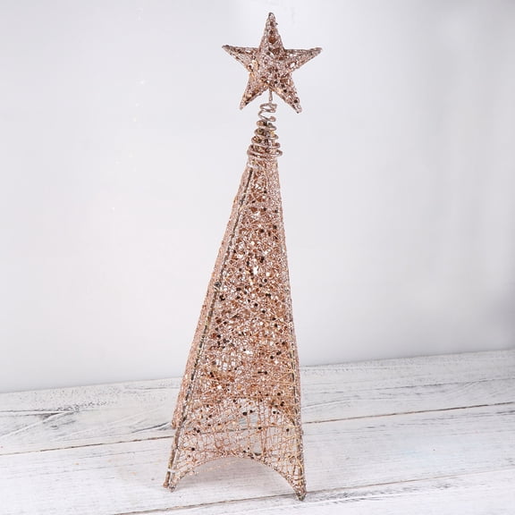 LULULION Year Holiday Tree Decoration Rose Gold Iron Mini Tree Decor for Christmas 1Pack