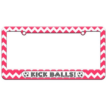 Kick Balls, Soccer, Sports License Plate Tag Frame, Multiple Colors