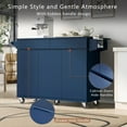 thumbnail image 2 of 53.2'' Kitchen Island with Drop Leaf, Kitchen Storage Cart with Spice Rack, Towel Rack and 2 Drawers, Rolling Kitchen Island on Wheels with Adjustable Shelves for Kitchen, Dining Room, Navy Blue, 2 of 7