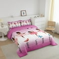 thumbnail image 2 of American African Ballerinan Comforter Set Black Twin Bedding Sets Hot Pink Comforter Sets Ballet Princess Reversible Bed Set (1 Comforter And 1 Pillow Case), 2 of 6