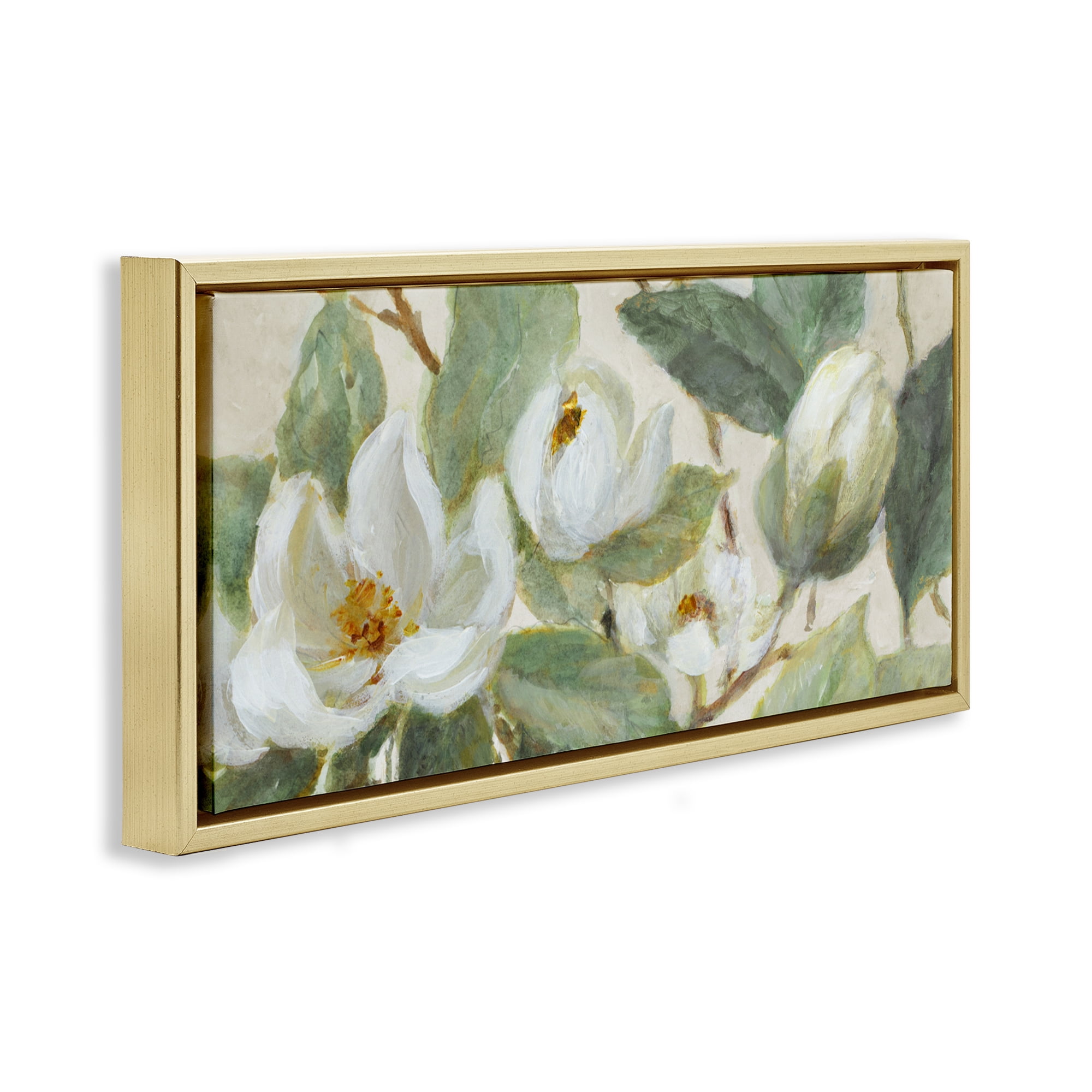 Stupell Industries Delicate Magnolia Dreaming Gold Framed Floater Canvas Wall Art, design by Lanie Loreth