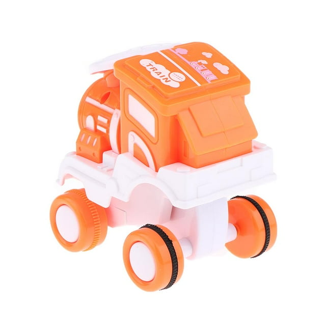 Coche de prensa y accionado por fricción, juguete para niños de tren rodante de 360 degree naranja