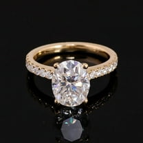 solitaire jewels 1.75CT Oval Moissanite Hidden Halo Engagement Ring For Women, 14K Yellow Gold