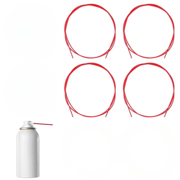 4Pcs Spray Can Straws, 2.2mm x 51.1in Spray Can Extension Straw, Cuttable Replacement Red Flexible Plastic Straw for Narrow Space Paint Cleaner Lubricant Oil(Red)