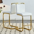 thumbnail image 3 of TesNus Counter Height Bar Stools Set of 2 White Faux Leather Modern 25 Inch Gold Legs for Kitchen, 3 of 8