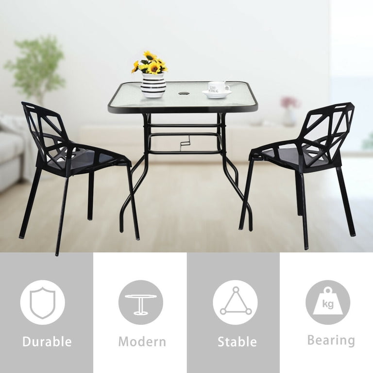 Costway 32 Inch Square Patio Table With Tempered Glass Top photo 8