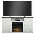 Twin Star Home TV Stand for TVs up to 70” with Electric Fireplace, Stanton Birch/White