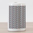 thumbnail image 3 of Cloud Ceramic Toothbrush Holder, Abstract Cloud in Pastel Colors Ornamented with Curlicues and Waves Print, Decorative Versatile Countertop for Bathroom, 4.5" X 2.7", Multicolor, 3 of 4