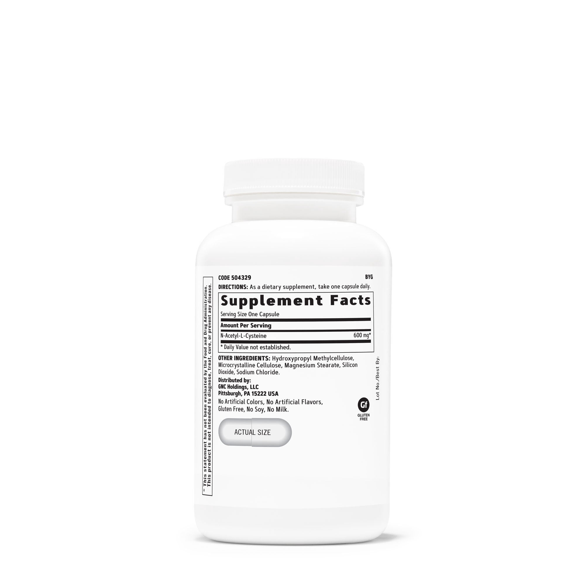 GNC N-Acetyl-L-Cysteine NAC 600mg, Boosts Levels of Glutathione, 120 Capsules