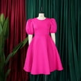 thumbnail image 3 of Women Summer Dresses Casual Puff Sleeve Swing A Line Short Dress Pleated Dress, 3 of 8