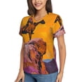 thumbnail image 2 of Xecao Cliff Western Cowboy for Women's V-Neck T-Shirts-Elegant Half-Sleeve Tops Perfect for Summer-Large, 2 of 5