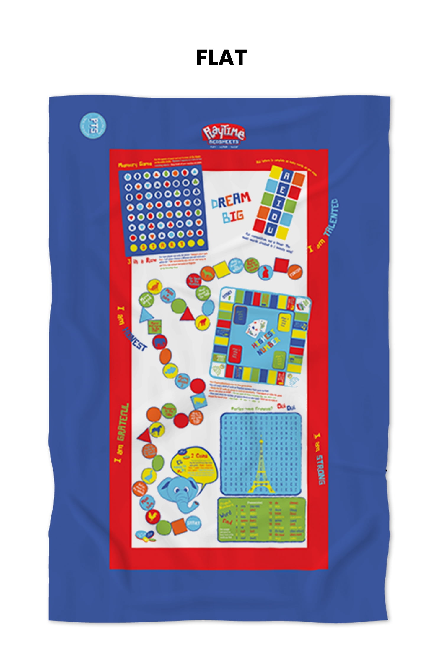 Playtime Premium & Ultra-Soft Microfiber Kids Blue Fitted Game Bedding Sheets & Pillowcases. 3 Piece. Twin, Pack and Play Kids /Toddler Bed Sheets Set. Over 65 Fun Interactive Kids Games, Puzzles