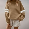 thumbnail image 6 of Dazajoo Womens Oversized Crewneck Sweatshirt Color Block Casual Long Sleeve Pullover Tops Trendy Preppy Clothes Fall Outfits,Khaki,XXL, 6 of 6