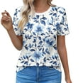 thumbnail image 2 of Blczomt Women's T-Shirts Cute Blue Graphic Dressy Tshirts Crew Neck 2026 Summer Womens Shirts,XXXL, 2 of 6