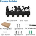 thumbnail image 3 of Love Cat Coat Rack Wall Mount Wooden Key Holder for Wall 11.8×5.4inch Black Cat Key Hooks 5 Alloy Hooks 4 Cats Animal Theme Wall Key Rack for Gift Front Door Hallway Office Wall Art Decor, 3 of 9