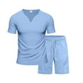 thumbnail image 4 of Men's 2 Piece Outfits Short Sleeve T-shirt Tracksuit Summer Tee Shirt and Shorts Set 2 Sets Casual Sports Suit, 4 of 8