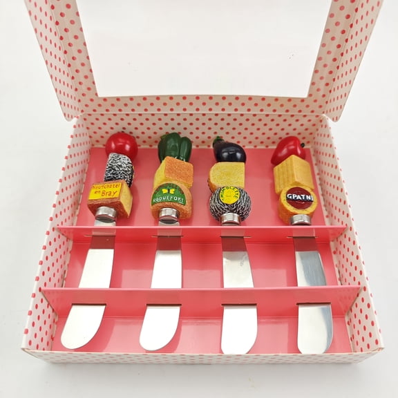 Juniland handmade vegetable style resin handle stainless steel cute style butter spatula 4 piece set