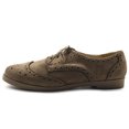thumbnail image 2 of Ollio Women's Flat Shoes Wingtip Lace Up Faux Suede Oxford M2920, 2 of 6