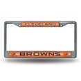 thumbnail image 1 of Cleveland Browns Cadre de Plaque d'Immatriculation Chromé Pailleté, 1 of 2