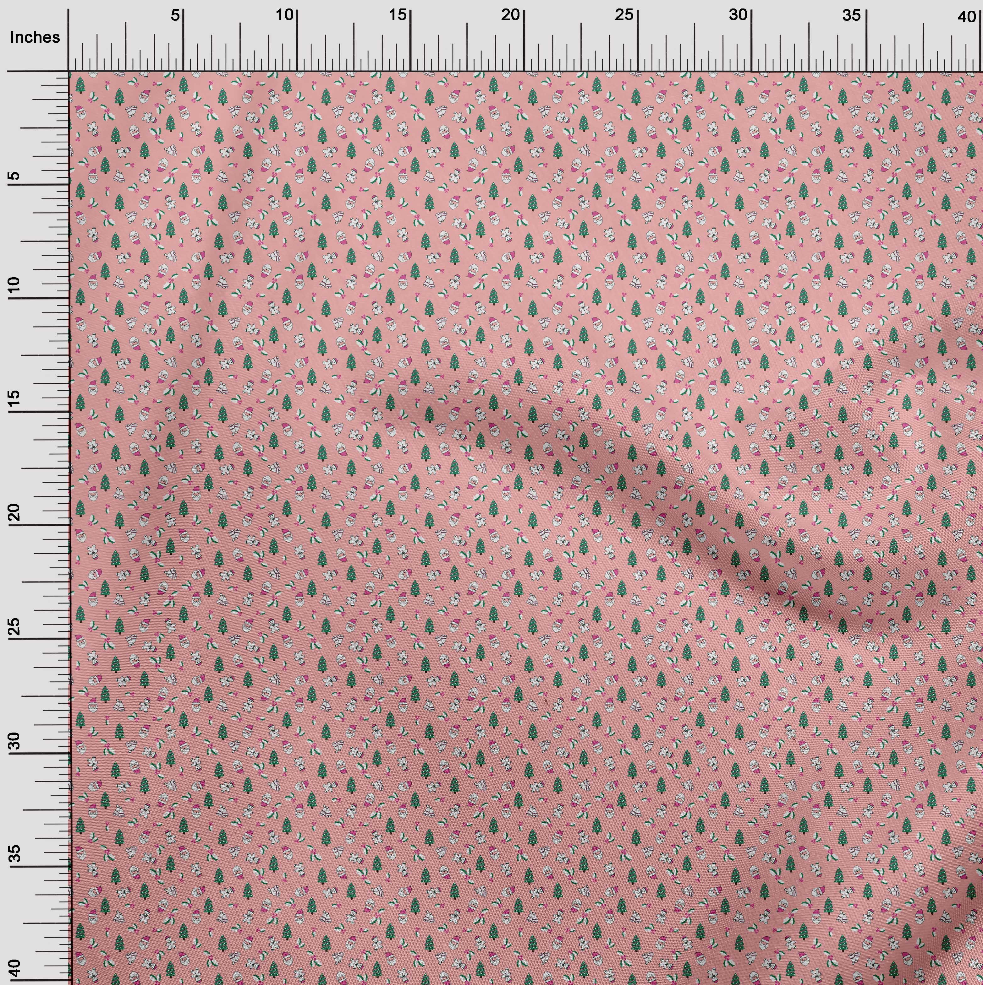 oneOone Rayon Light Pink Fabric Christmas Craft Projects Decor Fabric Printed By The Yard 56 Inch Wide