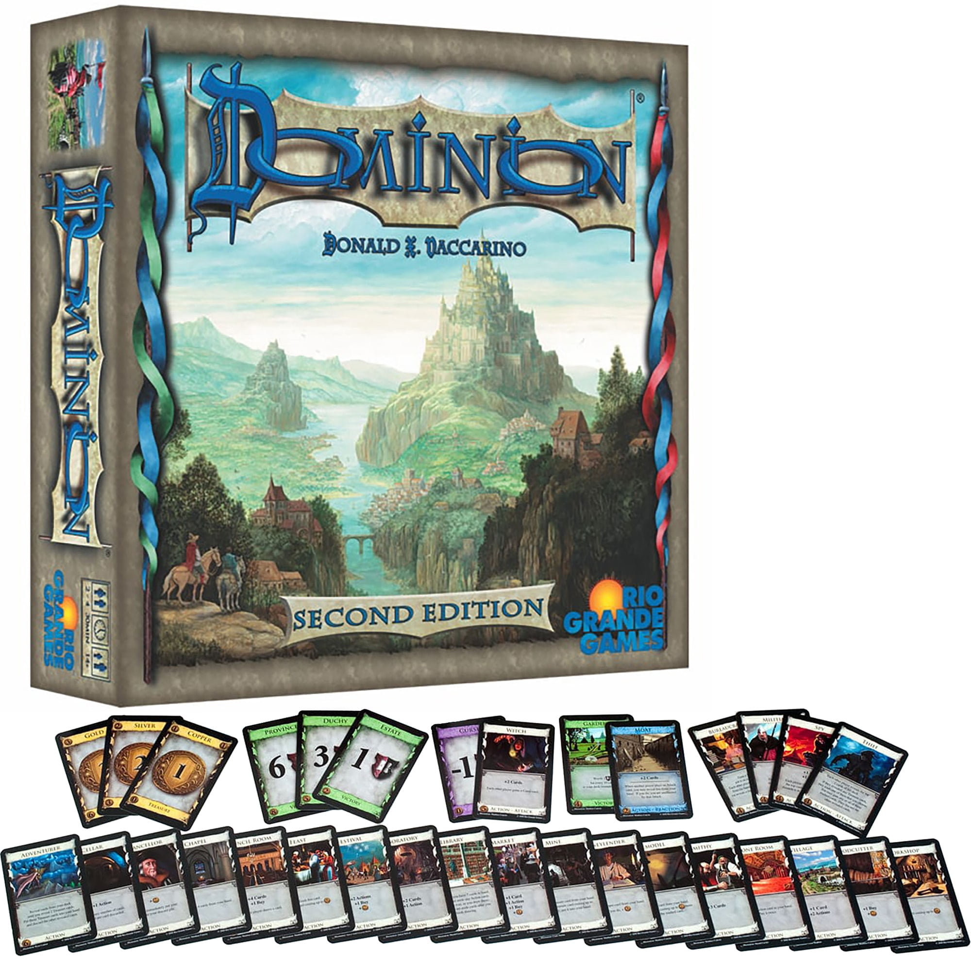 Rio Grande Games: Dominion - 2nd Edition Original Deck-Building Strategy Game, Updated Cards-Artwork-Streamlined Rules, Ages 14+, 2-4 Players, 30 Min