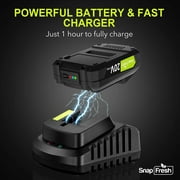 SnapFresh 20V Cordless Reciprocating Saw 3000SPM w/2.0Ah Battery & Charger, 5 PCS Blade, LED