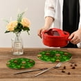 thumbnail image 7 of St. Patrick's Day Shamrock Leprechaun and Pot of Gold Trivet Pot Holder,Round Woven Potholders Set 2PCS-Braided Hot Pads - Coasters - Table Mats for Cooking and Baking183, 7 of 7