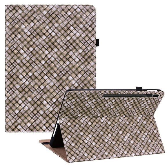 Case for Galaxy Tab S7 FE 2021/Galaxy Tab S7 Plus/S7 12.4", Allytech Folding Stand Cover with Auto Sleep Wake Card Slots Wallet Case with Pen Holder for Samsung Tab SM-T730/T735/T736B/T970, Brown